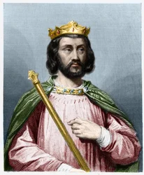 Clotaire (Clothaire) III (652 - 673), Neustria és Burgundia királyának portréja - Lavallee „” Histoire des Francais”-jában, metszet, sd.
