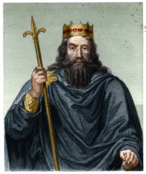 I. Clovis (466 - 511. vers), a frankok királyának portréja - Lavallee „Histoire des Francais”-jában, metszet, sd.