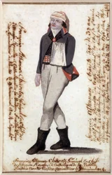 François Athanase (François-Athanase) de Charette de la Contrie (1763-1796) portréja, felkötött karral, Vendée royalista vezetője - Musée Dobrée, Nantes