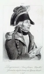 Dugommier tábornok (1738-1794) portréja, aki 1790-ben Martinique nemzeti gárdájának parancsnoka volt. 19. századi metszet. Chartres, Szépművészeti Múzeum
