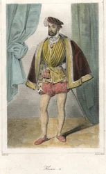 Henrik (1519-1559) portréja karddal.