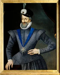 IV. Henrik (1553-1610) francia király portréja. Nála van a Szentlélek Rendjének (Szentlélek rendjének) jelvényének nyaklánca. Névtelen francia festészet a 17. századból. Olajfestmény. Mérete: 0,95x1,13 m. Kötelező említés: Sully sur Loi
