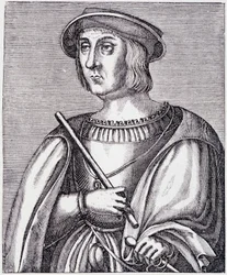 Jacques II de Chabannes (La Palice) (1470-1525) portréja, metszet Paul Lacroix "Louis XII et Anne de Bretagne" című művéből, szerkesztette Georges Hurtrel.