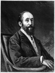 Jules Claretie (1840-1913), francia regényíró, 1888 és 1913 között a francia akadémia tagja portréja, „A jeles világban”