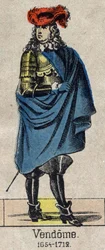 Louis-Joseph (Louis Joseph) de Bourbon (1645-1712) portréja, aki a Grand Vendome néven ismert, Penthievre és Mercoeur hercege, majd Vendome hercege és Franciaország párja. Epinal képe a 19. század végéről.