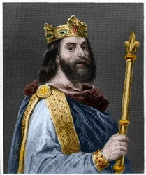 II. Lajos Begue vagy Faineant (846 - 879), francia király portréja - Lavallee "A franciák történelmében", metszet, sd.