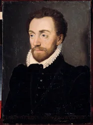 I. Bourboni Lajos, Conde (Bourbon-Conde) első hercegének (1530-1569) 1561-ben készült portréja. A 16. századi francia iskola festménye. Homályos. 032x0,23 m. Versailles, Versailles-i kastélyok és Trianon