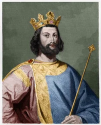 VII. Ifjú Lajos (1120-1180), Franciaország királyának portréja - Lavallée „Histoire des Français” című művében, metszet, dátum nélkül