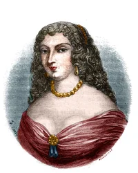 Mademoiselle de la Fayette (Louise de La Fayette 1618-1665) úrnő portréja címben, de XIII. Lajos király funkciói nélkül látta az apa tehetetlenségét”” Metszet a „Histoire des papes-kings-queens-et-mpereurs a travers les századok””” szerzője: Mau