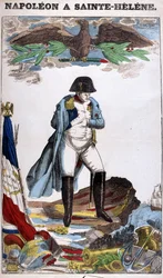 Napóleon Bonaparte portréja a Szent Ilonában. Epinal képe