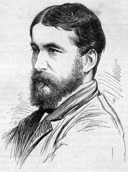 Norman Lockyer (1836-1920) angol csillagász portréja, a napkiemelkedések megfigyelésére szolgáló módszer diszpécsere. Metszet a „” Le Monde Illustré”” 911-es számában, szeptember 26