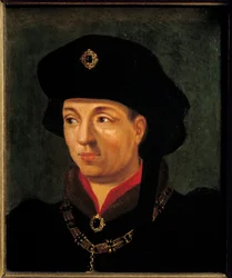 Jó Fülöp, Burgundia hercegének portréja (1396-1463) A francia iskola festménye. 16. századi V. 0,2x0,15 m versailles, kastélymúzeum