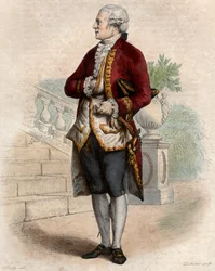 Pierre Augustin Caron de Beaumarchais (1732-1799) francia órásmester, feltaláló, zenész, diplomata és író portréja.
