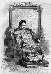 Xianfeng (1831-1861), a Qing-dinasztia kínai császárának portréja. Metszet a „” Le Monde Illustré”” 199. számában, február 2