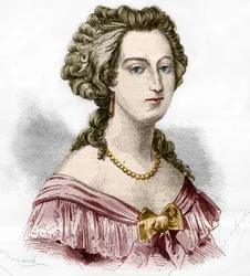 Boufflers márkiné, Marie Francoise Catherine de Beauvau Craon (1711-1787) portréja. Dr. Th. „A prostitúció és a kicsapongás története a világ összes népe között az ókortól napjainkig” vésése. -F. Debray. 1879.
