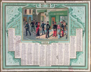 1884. évi postanaptár