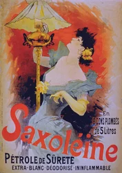 Saxoleine biztonsági lámpaolajat reklámozó plakát, 1890-es évek