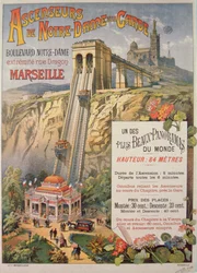 A marseille-i Notre-Dame de la Garde liftjét hirdető plakát, 1900 körül