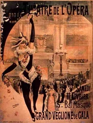 A "Grand Veglione de Gala", a harmadik álarcosbál plakátja a párizsi Theatre de l