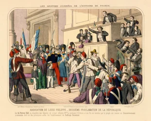 A Második Francia Köztársaság kikiáltása a februári forradalom idején, 1848. február 24., Gadola, Lyon által kiadott röplap, 1848