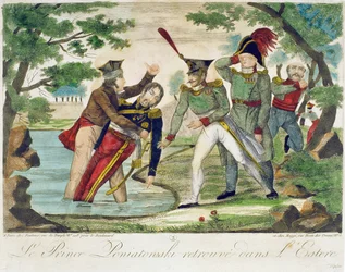 Joseph Poniatowski herceg (1763-1813) kihúzása az Elstera folyóból, 1813