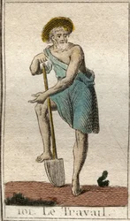 A munka, mint szerszámos ember ábrázolása. Pierre Blanchard „Az ifjúság mitológiájából”, 1803.
