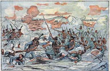 Az austerlitzi csata, vagyis a három császári csata ábrázolása 1805. 12. 02-án.