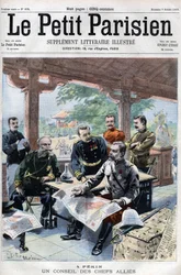 A bokszerlázadás: a szövetséges vezetők tanácsa (francia, orosz, amerikai, angol, japán) (SZÖVETSÉGES HADITANÁCS) - a „Le Petit Parisien” című lapban