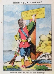 Robinson Crusoe megírja a hajótörés dátumát