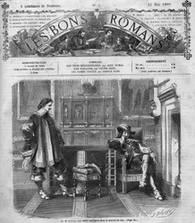 Római sorozat: Alexandre Dumas (1802-1870) „A három testőr”. Monsieur de Treville merészen visszatér a királyi irodába. Metszet „Les bons romances”-ba