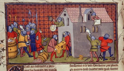 Royal MS 20 CVII f.41v, Ház kifosztása (vellum)