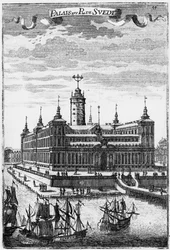 Stockholmi Királyi Palota, Illusztráció a lUnivers leírásából, Allain Manesson Mallet (1630-1706) Párizsban, 1683.