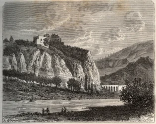Saint-Paul-en-Cornillon (Saint Paul en Cornillon) - Loire, a Rhône-Alpes régióban - "La France illustree: földrajz, történelem, statisztikai igazgatás" metszete V.-A. Maláta-barna. 1884