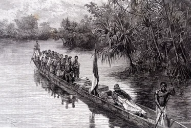 Brazzai Savorgnan kenuban a nyugat-afrikai pandanusban – a „Tour du Monde”-ban”, 1887. 2. hét