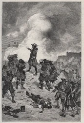 Sebastian, Vauban prestre ura (1633-1717), Franciaország marechalja megvédi Bresztet az angol flotta 1695-ös támadása ellen – Louis Dumas 1889-es „Les Hommes Celebres de la France”-ba vésve.