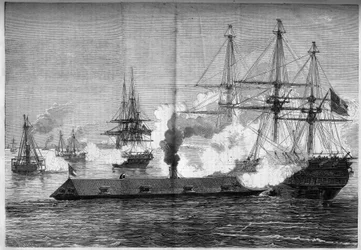 Szecessziós háború (1861-1865) vagy amerikai polgárháború – Newport News-i haditengerészeti csata (Virginia) – március 8-9.