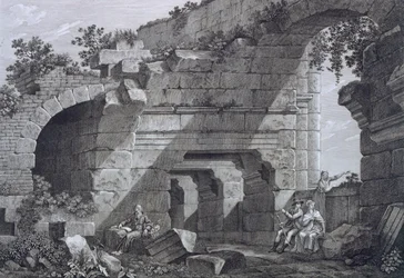 A nimes-i amfiteátrum második szintű galériái, a Antiquities of France: I. kötet, Nimes emlékművei
