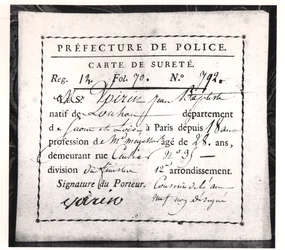 Biztonsági kártya, 1808 (papíron toll és tinta)