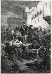 Metz ostroma (1552) - Francois de Guise és a metzi sáncokon készült alkotások - metszet a "" Franciaország története unokáimnak mesélt" című könyvéből" - Francois Guizot - 1872-1876