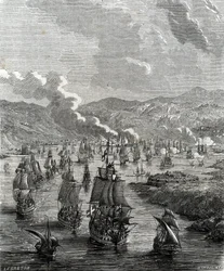 Toulon ostroma 1707. július 29. és augusztus 21. között zajlott a spanyol örökösödési háború során, amikor a szövetséges szárazföldi és tengeri haderő ostrom alá vette a touloni francia haditengerészeti támaszpontot (metszet)