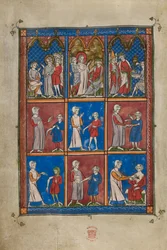 Sloane 1977,.6v The Chirurgia Különféle bibliai és orvosi jelenetek