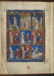Sloane MS 1977 fol.5v Kilenc miniatúra bibliai és orvosi jelenetekkel, Chirurgia