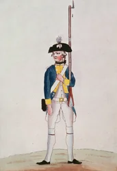 A Royal-Deux-Ponts ezred katonája, 1780 körül