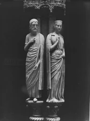 Philippe Hurepel (1200-34) Comte de Clermont és felesége, Mahaut (megh. 1260) Boulogne et de Dammartin Comtesse szobrai, jambfigurák az északi portálról, 1230 körül