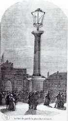Az 1. gázlámpa Párizsban a Place du Carrouselen 1818-ban