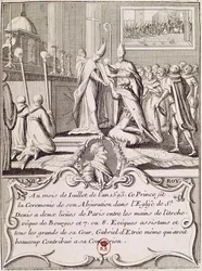 IV. Henrik (1553-1610) lemondása St. Denis-ben, 1593 júliusában.