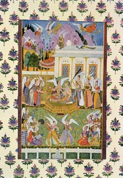 Efrits és Djinn összeállítása, illusztráció az Arab éjszakákból, 1895 (színes metszet)