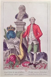 Jacques Necker (1732-1804) hívása, 1789. július 16. (színes metszet)