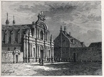 A Feuillants kolostor, a Feuillants Club, a francia forradalom idején uralkodó politikai szervezet, a találkozóhelye. Metszet 1889-ből. Magángyűjtemény.