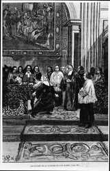 A felsőbbrendű anyát Barre ördögűzi, Louis Figuier illusztrációja Loudun megszállottjának a Les Mysteres de la Science-ben, Louis Figuier, 1886